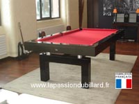 billard table: Billard Lafuge contemporain Americain Arcade 2m30 laque noir tapis rouge livraison a Liege