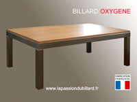 Billard design Oxygene pieds inox plateau table chene naturel
