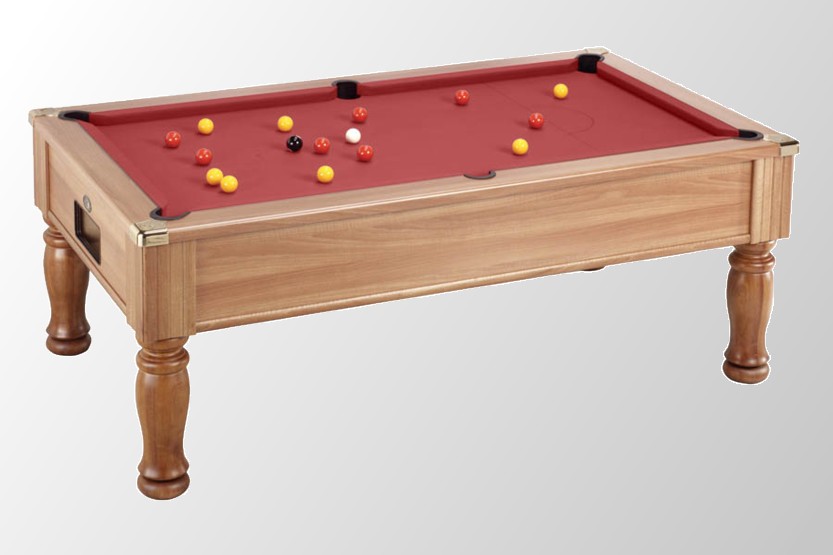 Billard 8 pool monarch ascot tapis rouge teint chataignier.