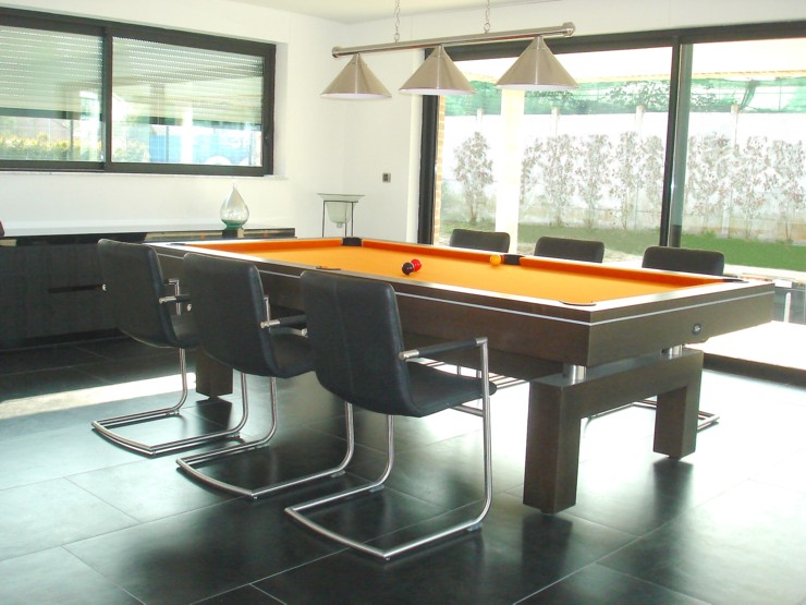 Billard table design arcade 2m60 tapis orange lisere aluminium Valenciennes