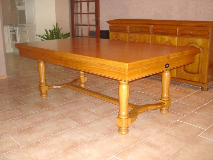 billard lafuge castel 2m10 en chene dore avec plateau table transformable