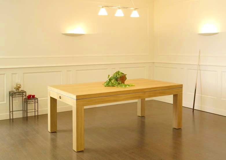 Billard table contemporain Eos pieds carres chene naturel avec plateau table. 